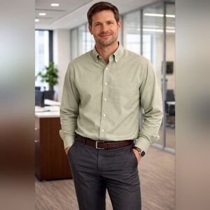 Roundtree & Yorke Gold Label Non Iron Light Green Dress Shirt Size L